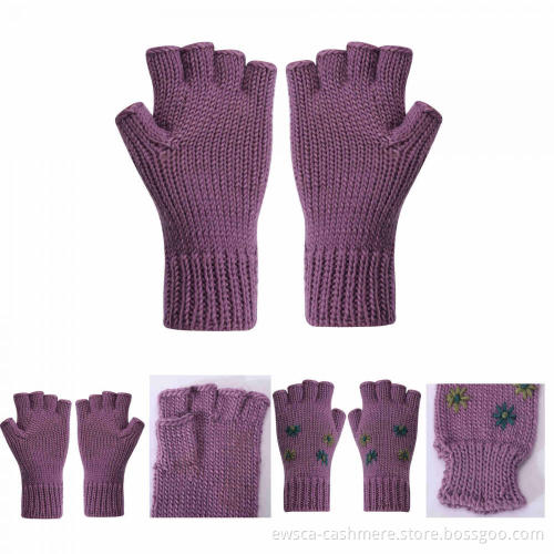 High Quality Pure Cashmere Solid Color Glove